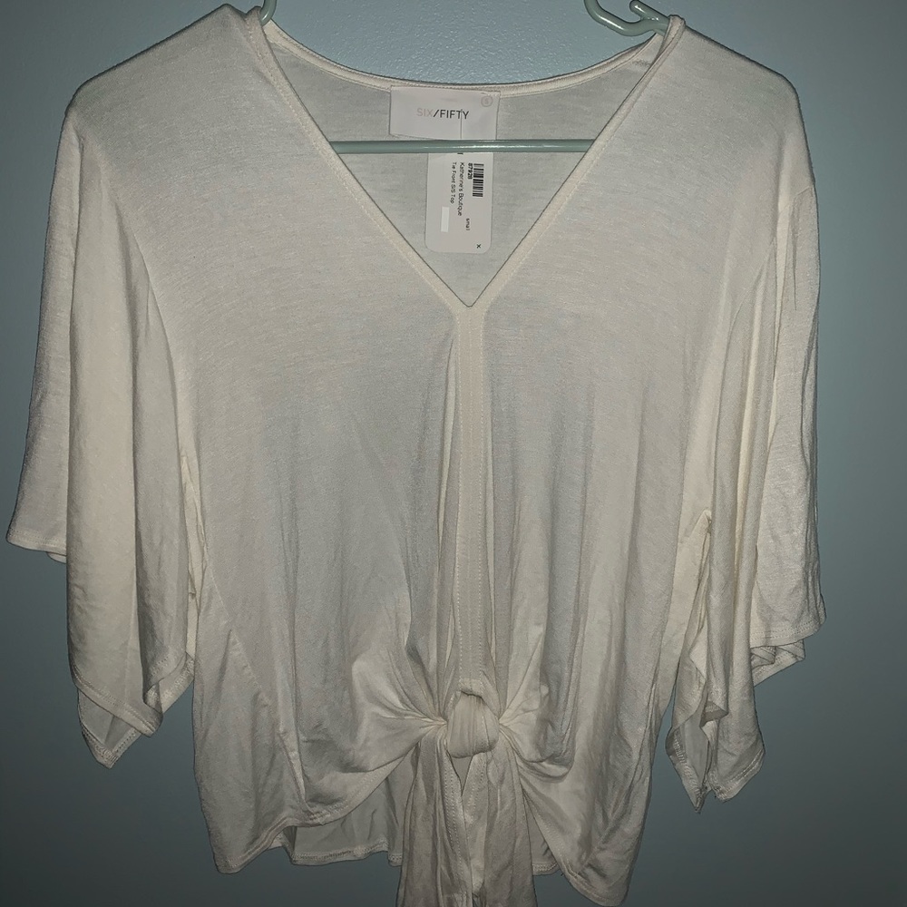White Katherine’s Boutique Tie Front Top